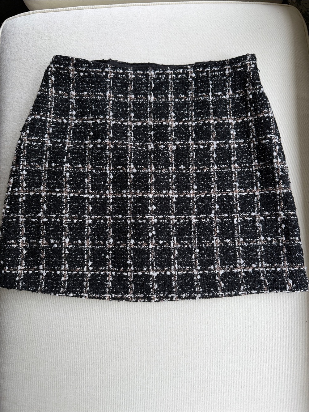 Abercrombie & Fitch Black and White Tweed Plaid Mini Skirt
